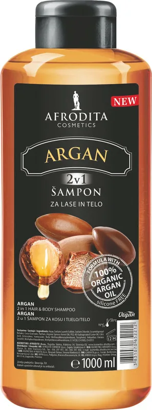 Šampon Kosa Telo Argan 1 l Afrodita