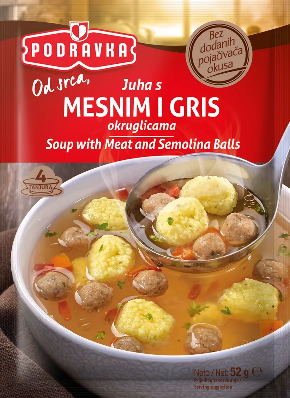 Supa Bistra Sa Mesnim I Griz Knedlama Podravka 52 g