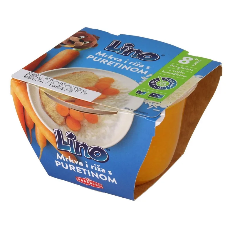 Lino šargarepa i pirinač sa ćuretinom 190 g