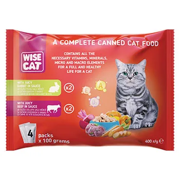 Hrana za macke Wise cat govedina zecetina 4*100 g 12