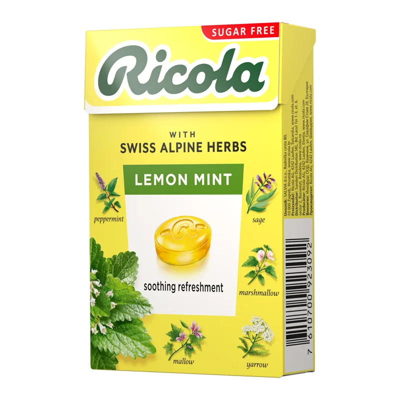 Bombone Ricola Lemon Bez Secera 40 g