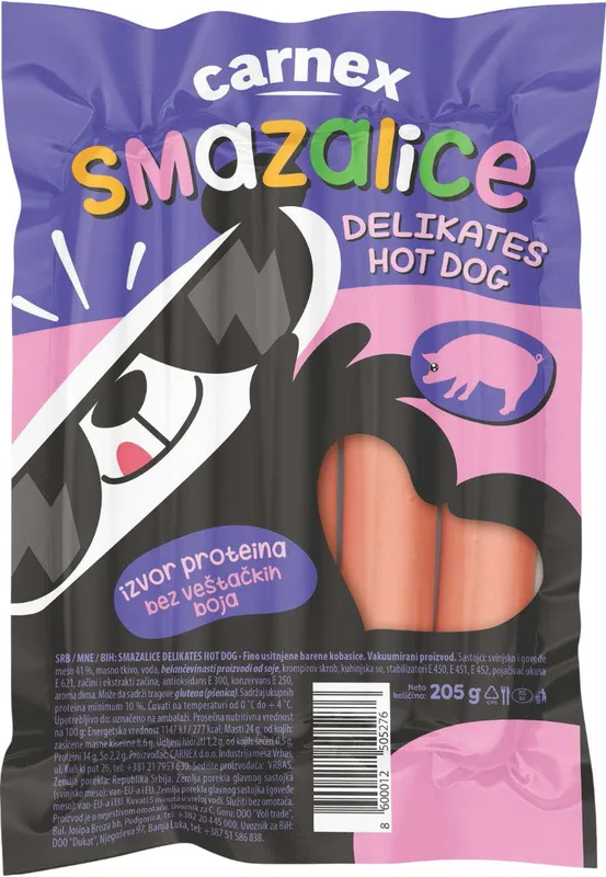 Hot Dog Delikates Smazalice Carnex 205 g
