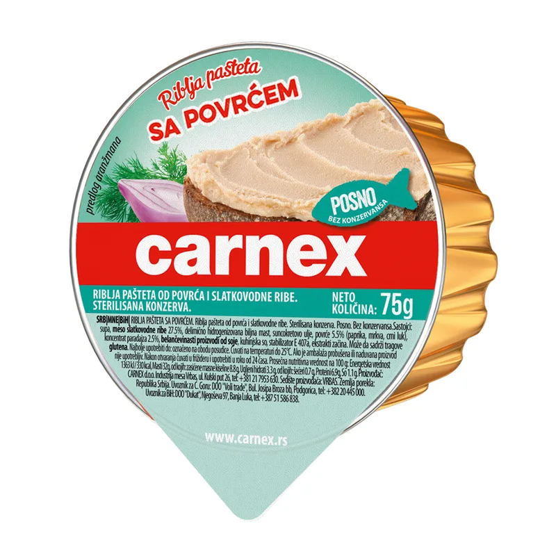 Pasteta Riblja Povrce Carnex 75 g Carnex