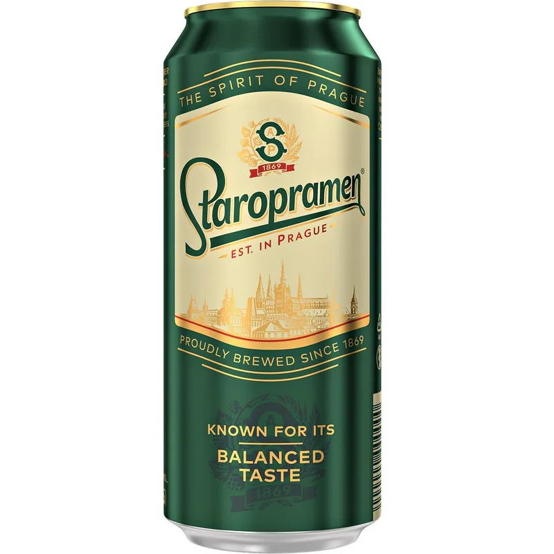 Pivo svetlo Staropramen limenka 0,5 l