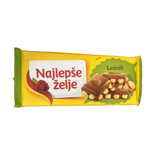 Čokolada Mlečna Lešnik Najlepše Želje 190 g