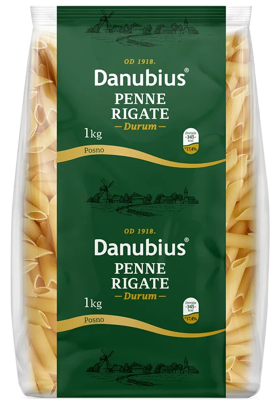 Testenina Penne Rigate Danubius 1 kg