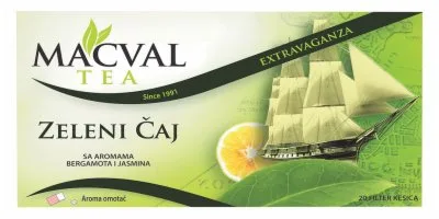 Čaj Zeleni Bergamot&jasmin Extravag Macval 40 g