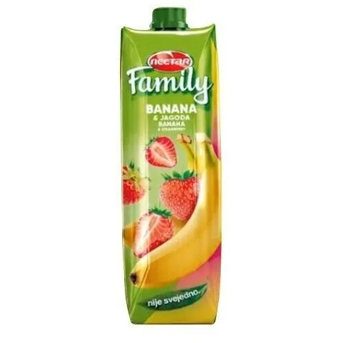Voćni Nektar Family Banana Jagoda 1 l Brik