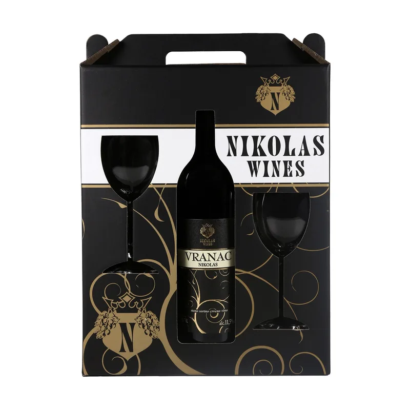 Poklon Paket Crno Vino 0,75 l+2čaše