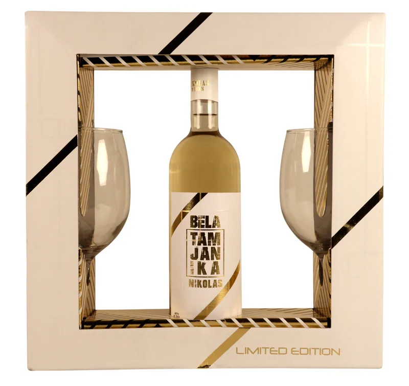 Vino Belo Tamjanika Premium Nikolas 0,75 l+2 Čaše