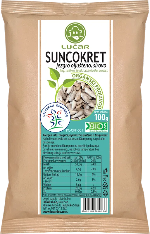 Suncokret Jezgro Sirovo 100 g Lučar