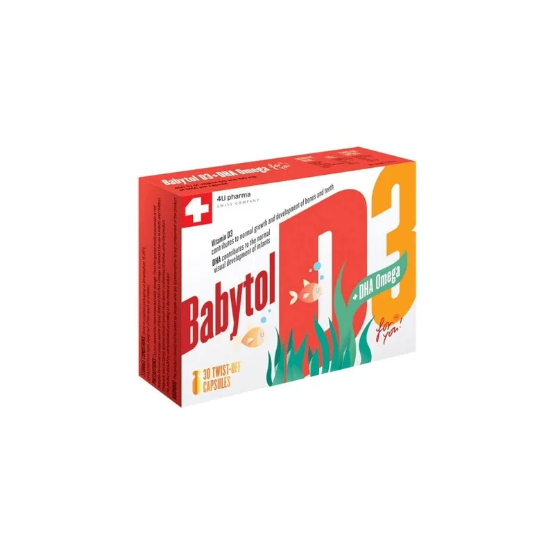 4U Pharma Babytol D3+DHAOmega twist off,30 kapsula