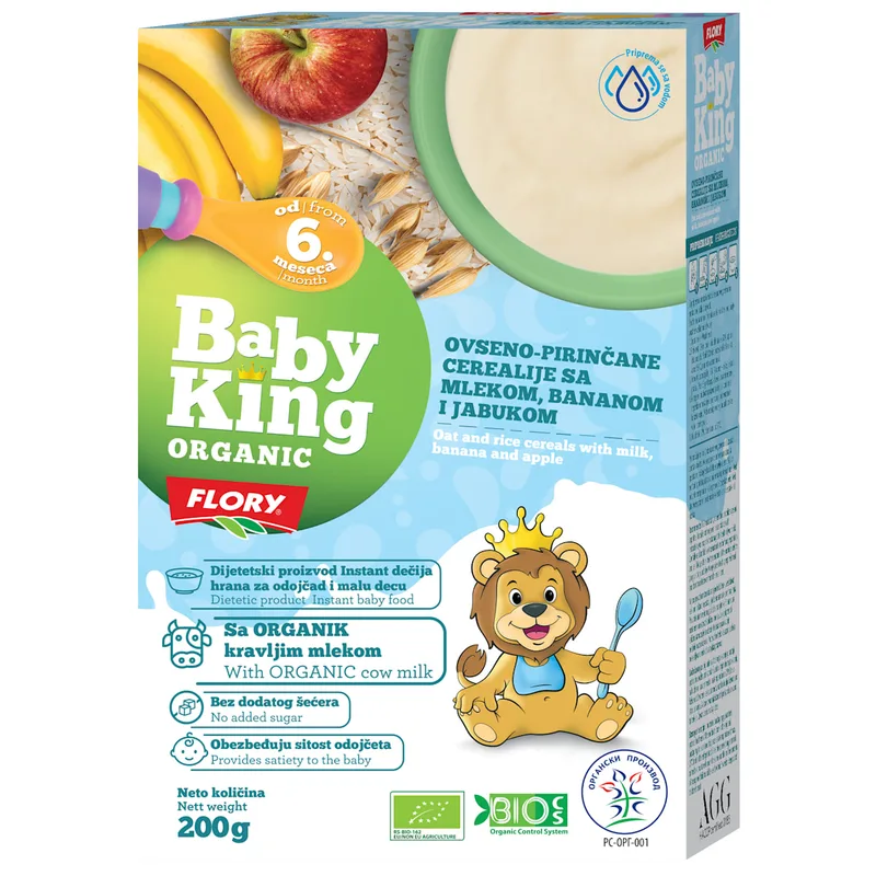 Baby King ORG. cerea.mleko/voće 6m+ 200 g