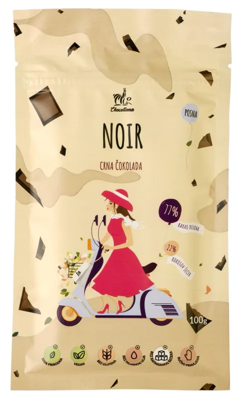 Čokolada Crna Noir 77% 100 g Chocoll