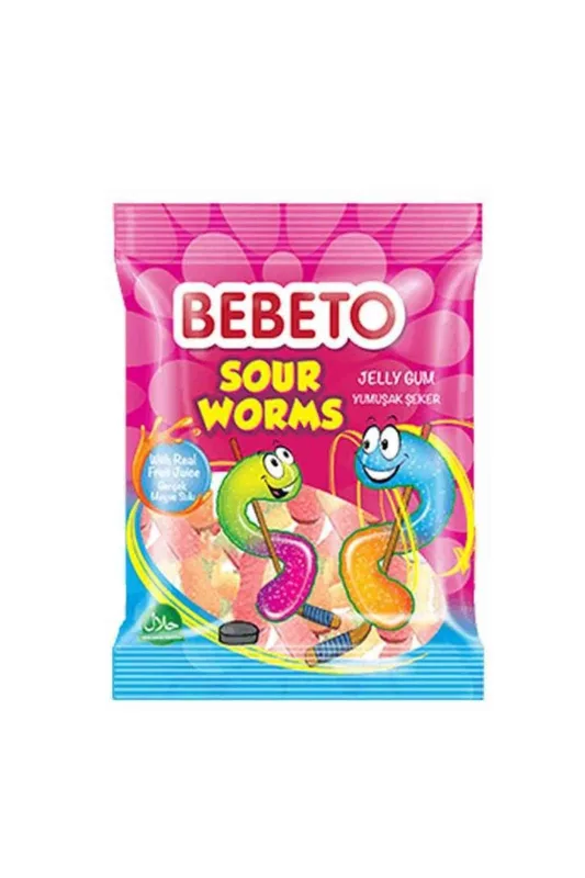 Kervan gumene bombone sour worms 80 g