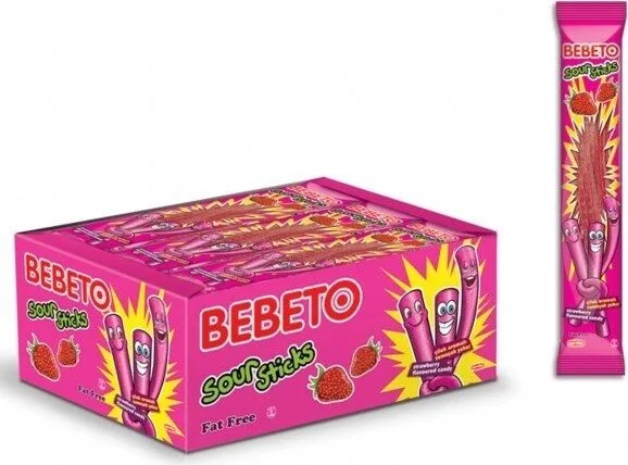 Gumene bombone BEBETO sour sticks jagoda 30 g 24