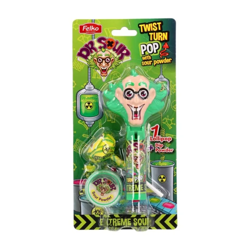 Dr. Sour, tvrde bombone, lizalica, Twist & Turn Pop, 17 g