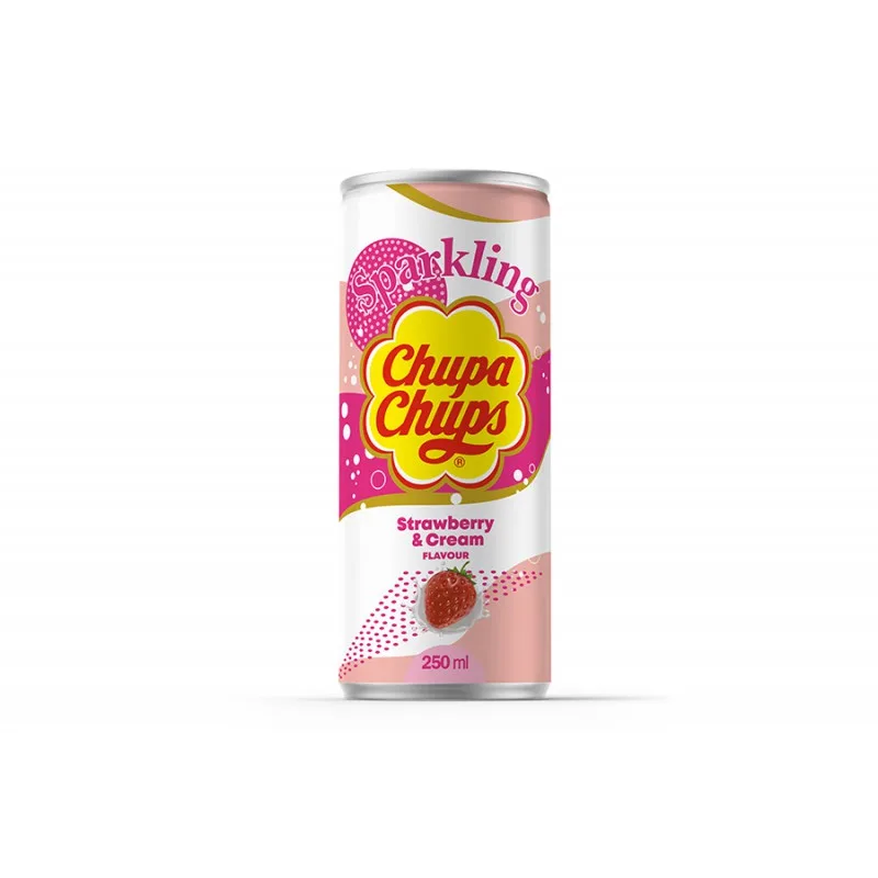 Chupa Chups, gazirano bezalkoholno piće sa ukusom jagode i krema, 250 ml