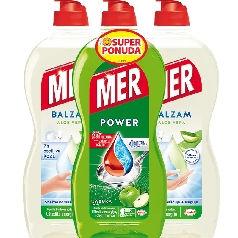 Deterdžent Za Suđe Apple+2 Aloe Vera Mer 3x450 ml