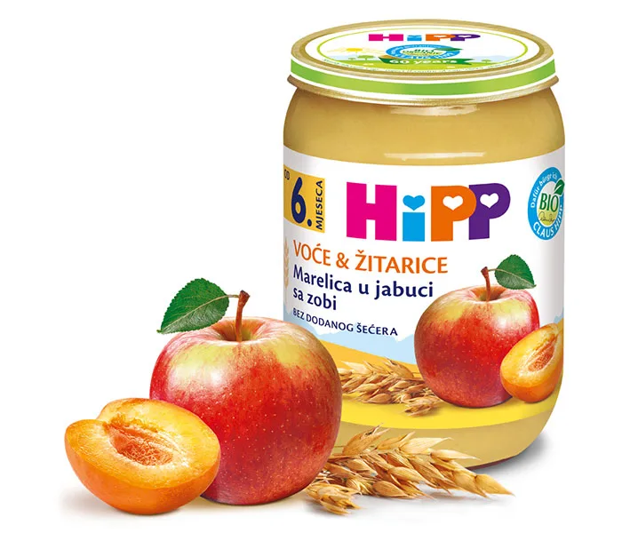 Kašica Kajsija U Jabuci Sa Ovsom Hipp 190 g