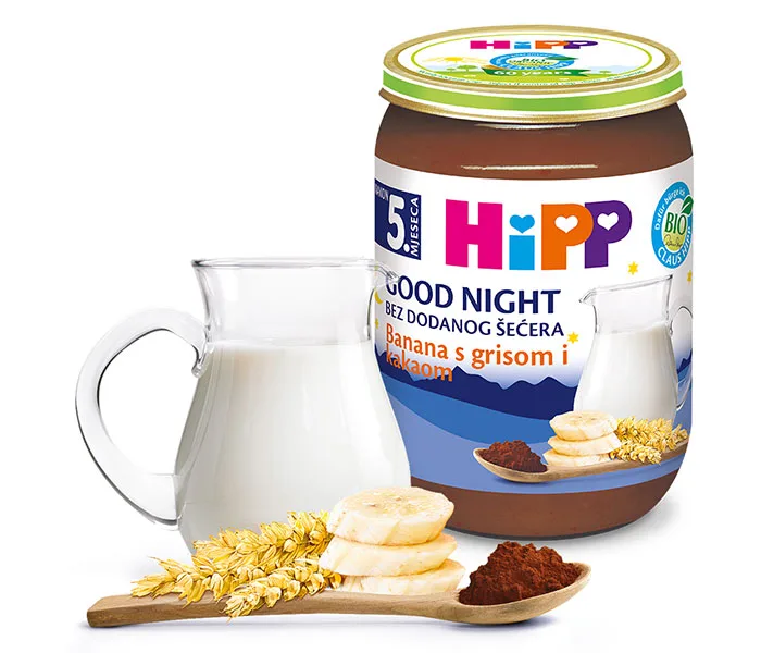 Kašica Za Laku Noć Banana+griz+kakao Hipp 190 g